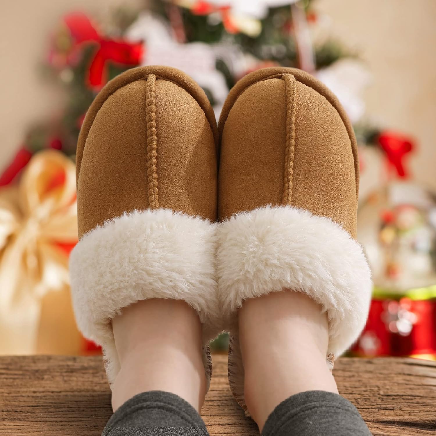 Litfun Women's Fuzzy Memory Foam Slippers Fluffy Winter House Shoes Indoor and Outdoor